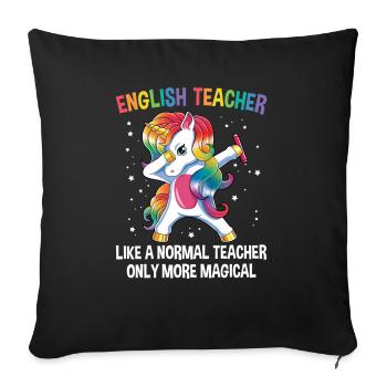 English Teacher Magical Funny Literature Professor - Sofa pillowcase 17,3'' x 17,3'' (45 x 45 cm) - black - Front