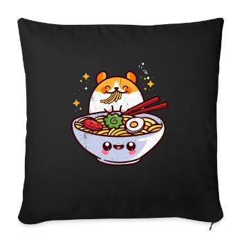 Ramen Japon Anime Nouilles Cadeau Otaku Manga - Housse de coussin décorative 45 x 45 cm - noir - Devant