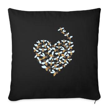 Api abeille miel miel cadeau fleurs - Housse de coussin décorative 45 x 45 cm - noir - Devant
