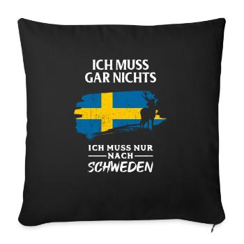 Schweden Flagge Tshirt - Sofakissenbezug 45 x 45 cm - Schwarz - Vorne