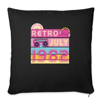 1982 Retro Vintage Geschenkidee - Sofakissenbezug 45 x 45 cm - Schwarz - Vorne