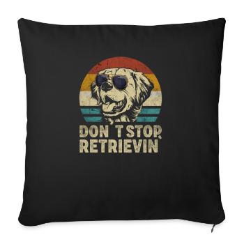 Golden Retriever chien rétro vintage silhouette - Housse de coussin décorative 45 x 45 cm - noir - Devant