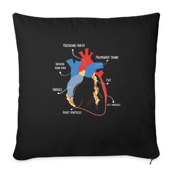 Anatomical Heart Medical Art - Sofa pillowcase 17,3'' x 17,3'' (45 x 45 cm) - black - Front