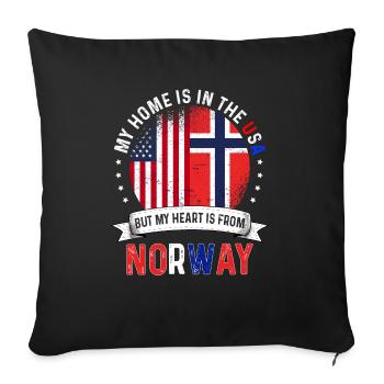 Norwegian American Flag Norwegian Roots USA - Housse de coussin décorative 45 x 45 cm - noir - Devant