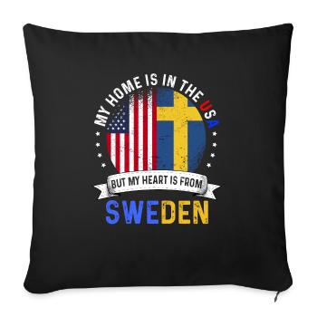 Swedish American Flag Swedish Roots USA Citizen - Housse de coussin décorative 45 x 45 cm - noir - Devant
