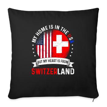 Swiss American Flag Swiss Roots USA Citizen - Housse de coussin décorative 45 x 45 cm - noir - Devant