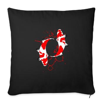 Koi poisson cadeau poisson japonais - Housse de coussin décorative 45 x 45 cm - noir - Devant