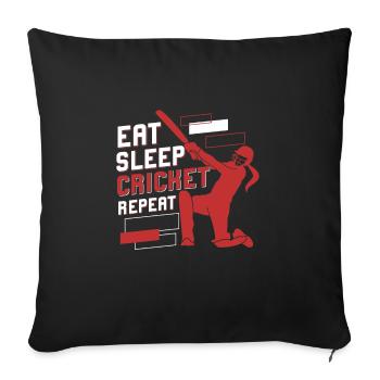 Cricket Game Eat Sleep Cricket Repeat - Sofa pillowcase 17,3'' x 17,3'' (45 x 45 cm) - black - Front