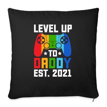 level up to daddy est. 2021 Père - Housse de coussin décorative 45 x 45 cm - noir - Devant