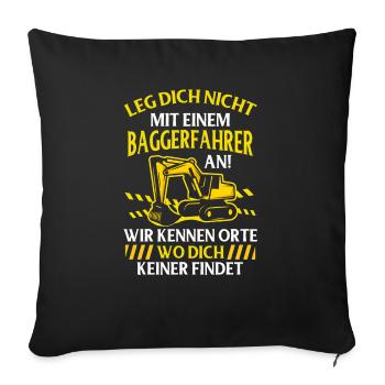 Bagger - Sofakissenbezug 45 x 45 cm - Schwarz - Vorne