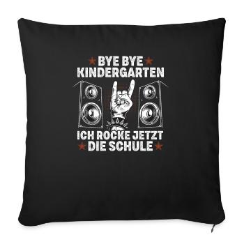 Schule Rockt Einschulung Schulkind 2021 Schultüte - Sofakissenbezug 45 x 45 cm - Schwarz - Vorne