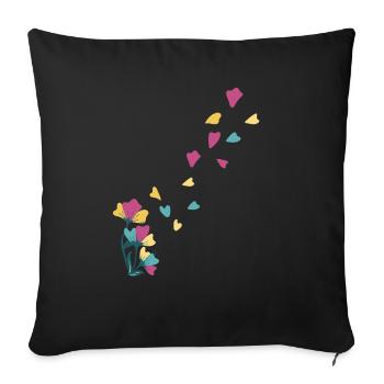 flowers - Sofa pillowcase 17,3'' x 17,3'' (45 x 45 cm) - black - Front