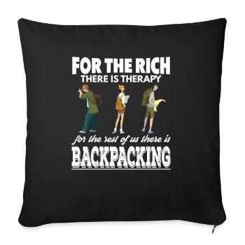 Reiche haben Therapie Wir sind Backpacker - Sofakissenbezug 45 x 45 cm - Schwarz - Vorne