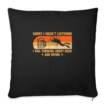 Plongée de bière sort papa plongeur cadeau homme - Housse de coussin décorative 45 x 45 cm - noir - Devant