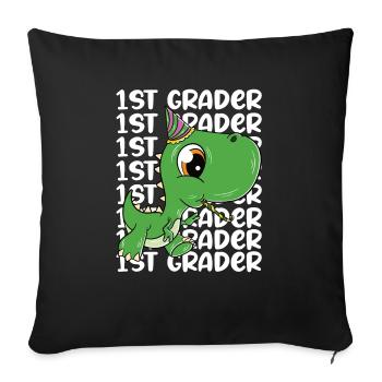Enfant de l’école T-Rex Dino Jeune Scolarisation - Housse de coussin décorative 45 x 45 cm - noir - Devant