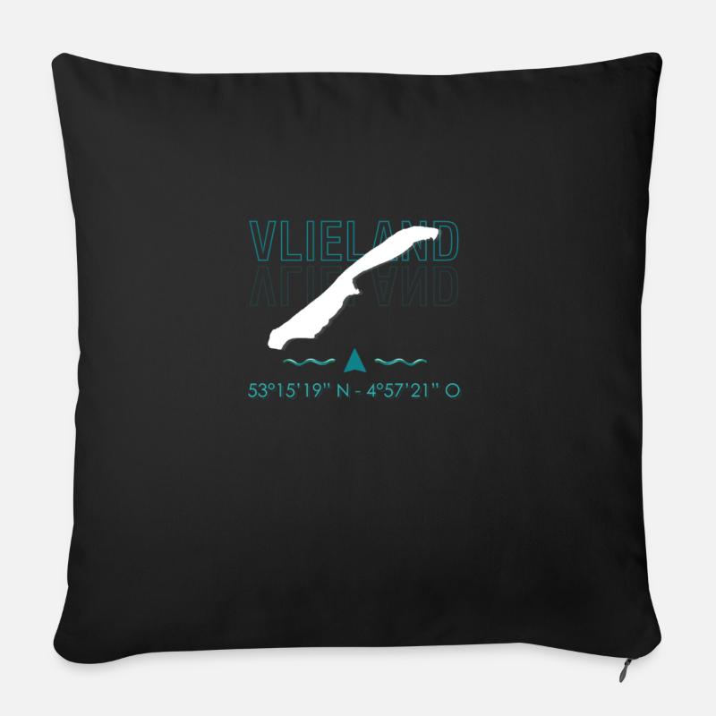 Vlieland | Map | coordinates - Sofa pillowcase 17,3'' x 17,3'' (45 x 45 cm) - black