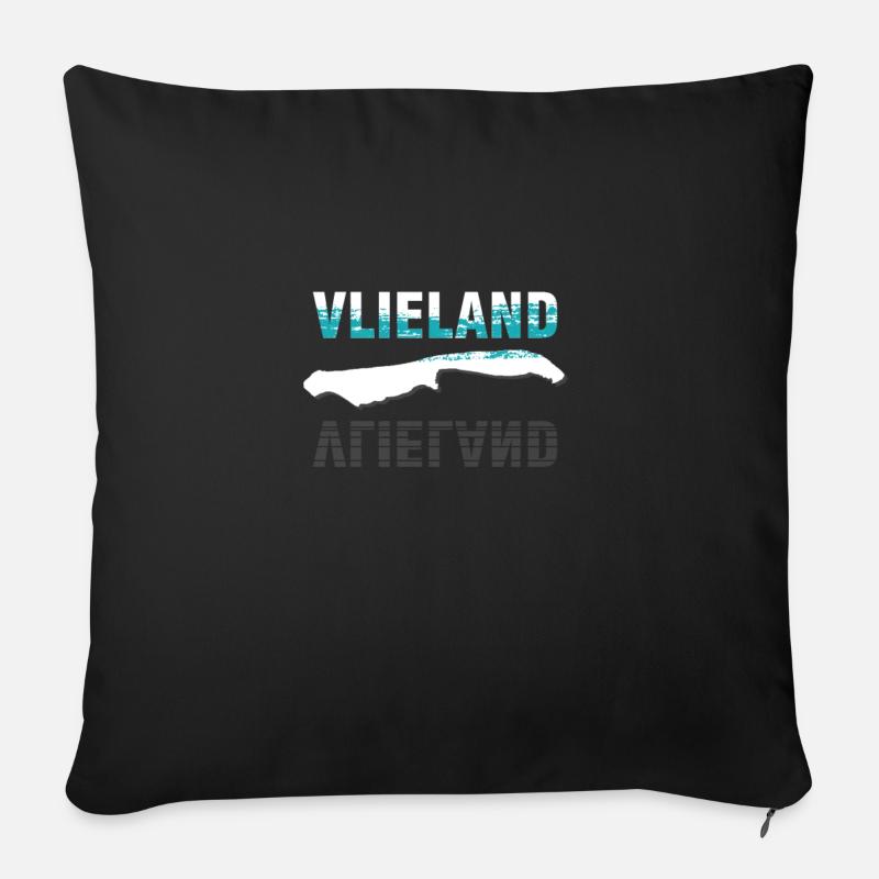 Vlieland Vacances Hollande Pays-Bas - Housse de coussin décorative 45 x 45 cm - noir