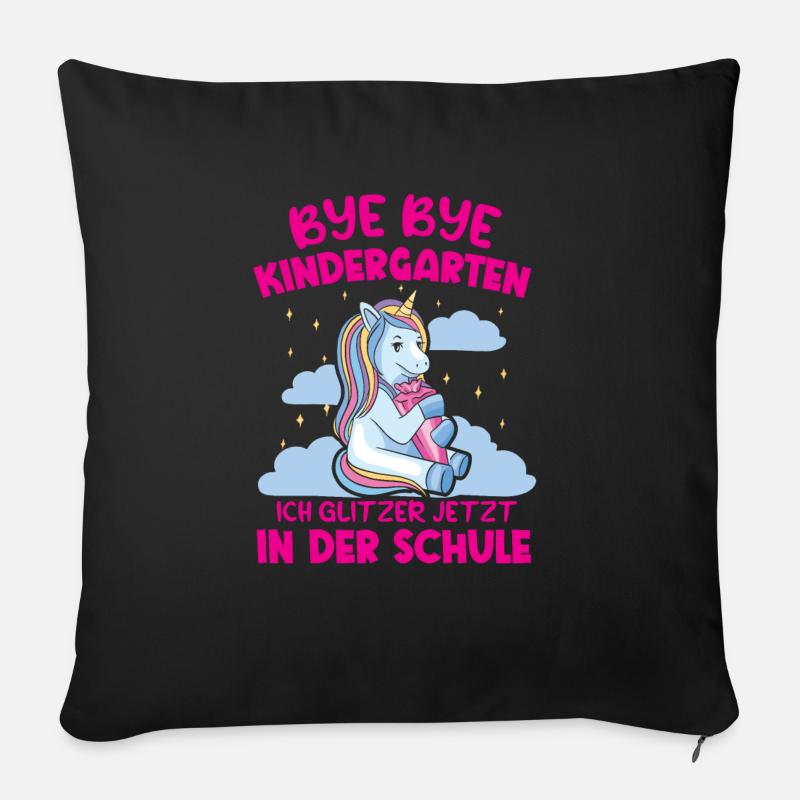 kita kindergarten schule einhorn geschenk mädchen - Sofakissenbezug 45 x 45 cm - Schwarz