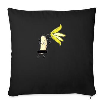 Strip-tease Banane I FKK Barre de censure pour strip-teaseuse - Housse de coussin décorative 45 x 45 cm - noir - Devant