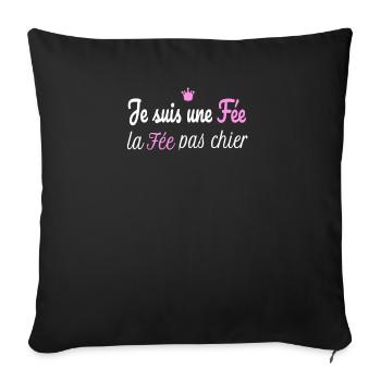 Je Suis Une Fée La Fée Pas Chier - Housse de coussin décorative 45 x 45 cm - noir - Devant