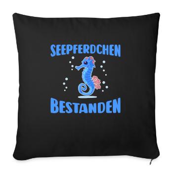 Seepferdchen bestanden Schwimm Abzeichen Kinder - Sofakissenbezug 45 x 45 cm - Schwarz - Vorne