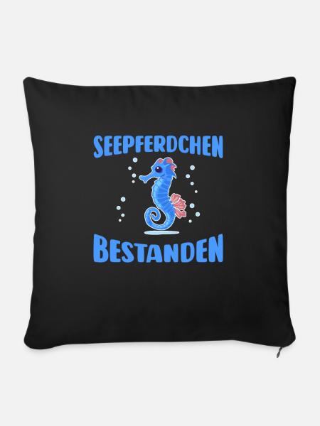 Seepferdchen bestanden Schwimm Abzeichen Kinder - Sofakissenbezug 45 x 45 cm - Schwarz