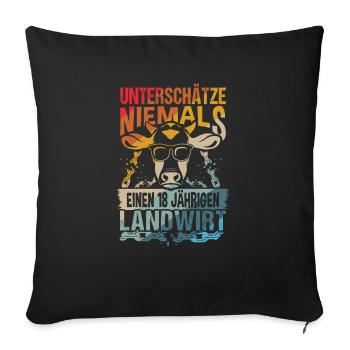 Landwirt 18.Geburtstag Landwirtschaft Hof - Sofakissenbezug 45 x 45 cm - Schwarz - Vorne
