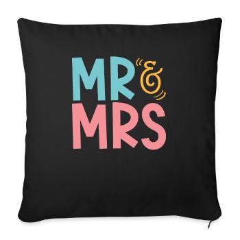 Mr & Mrs Mariage - Housse de coussin décorative 45 x 45 cm - noir - Devant