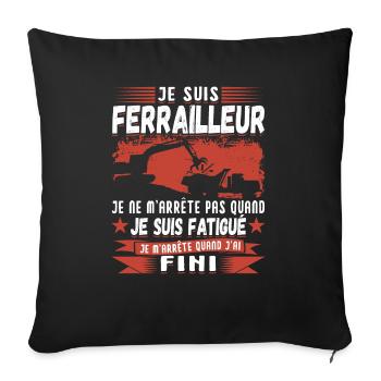 Ferrailleur Humour Ferraille - Housse de coussin décorative 45 x 45 cm - noir - Devant