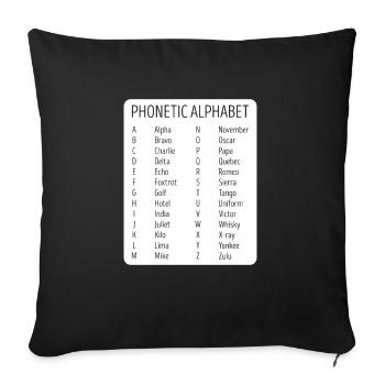 Avion Pilote Contrôleur aérien Phonetisches Alphabet - Housse de coussin décorative 45 x 45 cm - noir - Devant