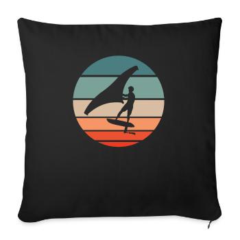 Wing Foiling Surf Surfing Surfer - Sofa pillowcase 17,3'' x 17,3'' (45 x 45 cm) - black - Front