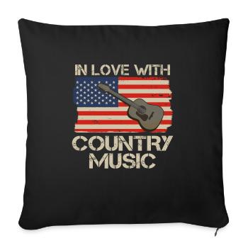 In Love with Country Music Western Music Linedance - Sofa pillowcase 17,3'' x 17,3'' (45 x 45 cm) - black - Front