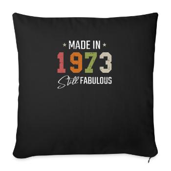 Vintage 1973 73 Anniversaire Rétro Millésime cadeau - Housse de coussin décorative 45 x 45 cm - noir - Devant
