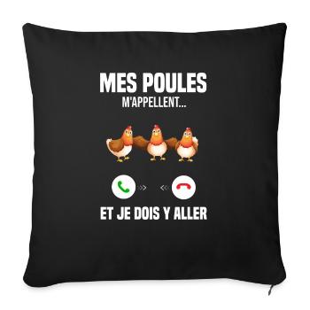Mes Poules M'appellent Et Je Dois Y Aller - Housse de coussin décorative 45 x 45 cm - noir - Devant
