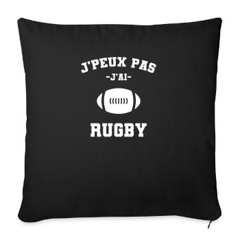 J'Peux pas j'ai Rugby Ballon de rugby - Housse de coussin décorative 45 x 45 cm - noir - Devant
