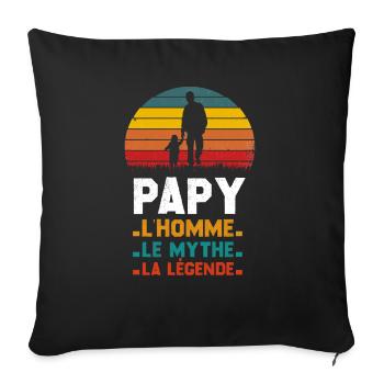 Papy l'homme le mythe la légende cadeau pour papy - Housse de coussin décorative 45 x 45 cm - noir - Devant
