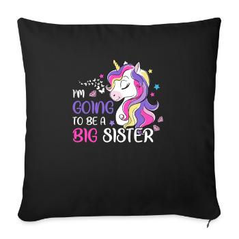 I’m Going To Be A Big Sister Unicorn - Housse de coussin décorative 45 x 45 cm - noir - Devant