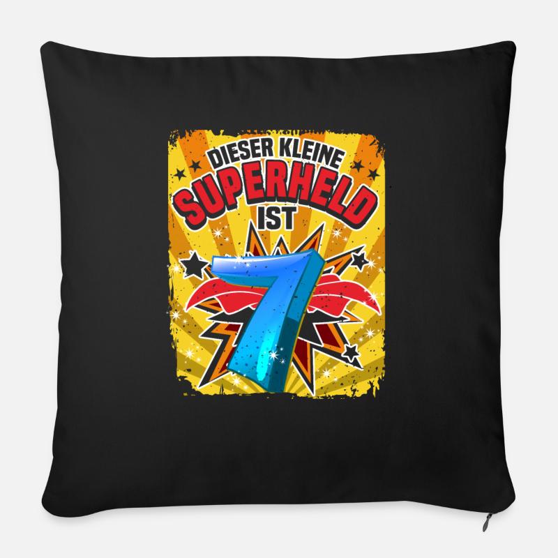 Kleiner Superheld 7 Jahre Geburtstag - Sofakissenbezug 45 x 45 cm - Schwarz