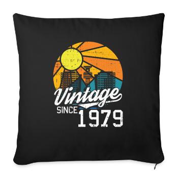 Vintage 1979 79 Anniversaire Rétro Millésime cadeau - Housse de coussin décorative 45 x 45 cm - noir - Devant
