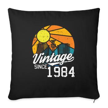Vintage 1984 84 Anniversaire Rétro Millésime cadeau - Housse de coussin décorative 45 x 45 cm - noir - Devant