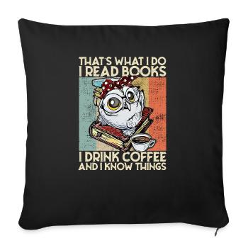 Thats what i do i read books Hibou Café - Housse de coussin décorative 45 x 45 cm - noir - Devant