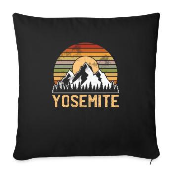 Yosemite National Park Adventure Mountains Gift - Sofa pillowcase 17,3'' x 17,3'' (45 x 45 cm) - black - Front