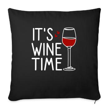 Its Wine Time Vin drôle Sort amour du vin - Housse de coussin décorative 45 x 45 cm - noir - Devant