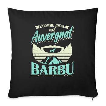 Auvergne Auvergnate Humour Auvergnat Barbu - Housse de coussin décorative 45 x 45 cm - noir - Devant