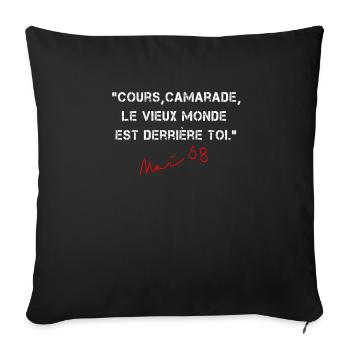 Mai 1968 Paris manifestations etudiants. - Housse de coussin décorative 45 x 45 cm - noir - Devant