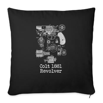 1881 Blueprint Patent Revolver Handgun - Housse de coussin décorative 45 x 45 cm - noir - Devant