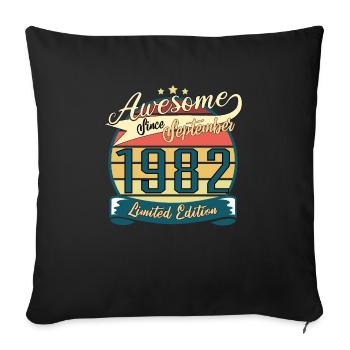 1982 in September Vintage Gift - Sofa pillowcase 17,3'' x 17,3'' (45 x 45 cm) - black - Front