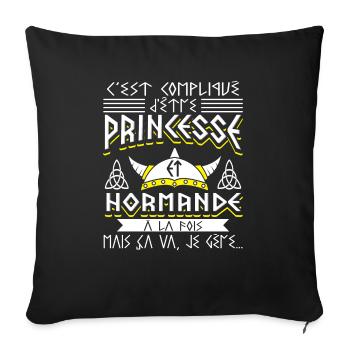 Femme Normande Normandie - Housse de coussin décorative 45 x 45 cm - noir - Devant