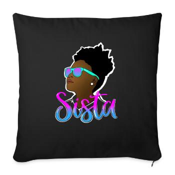 Black Sista Queen Melanin African American Women - Housse de coussin décorative 45 x 45 cm - noir - Devant