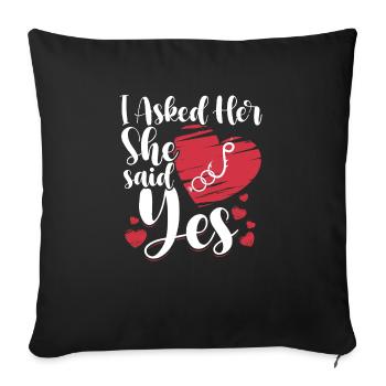 Matching Pair of Engagement Gifts Ideas for a - Sofa pillowcase 17,3'' x 17,3'' (45 x 45 cm) - black - Front